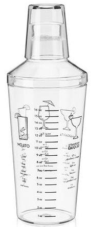 Plastic Recipe Cocktail Shaker - 16 oz